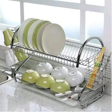 2 Layer Dish Drainer Kitchen Rack