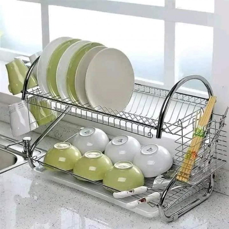 2 Layer Dish Drainer Kitchen Rack