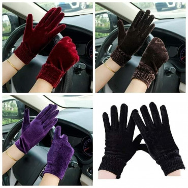Stylish Women's Velvet Hand Gloves