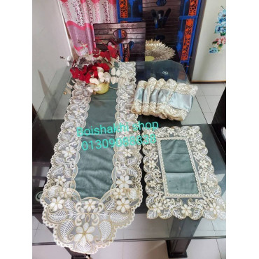 হাই কোয়ালিটি ভেলভেট রানার ও ম্যাট সেট velvet