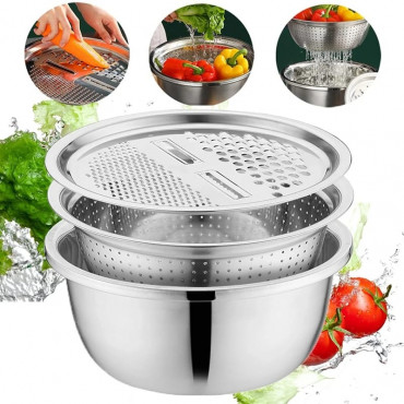 3 IN 1 VEGETABLE CUTTER WITH DRAIN BASKET